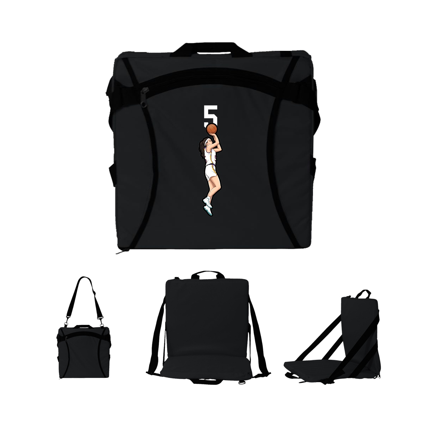 Folding Stadium Seat — Number Top in Black