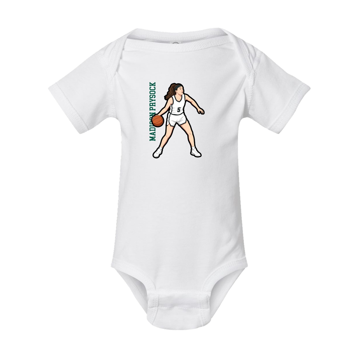 Baby Onesie — Name Vertical in White
