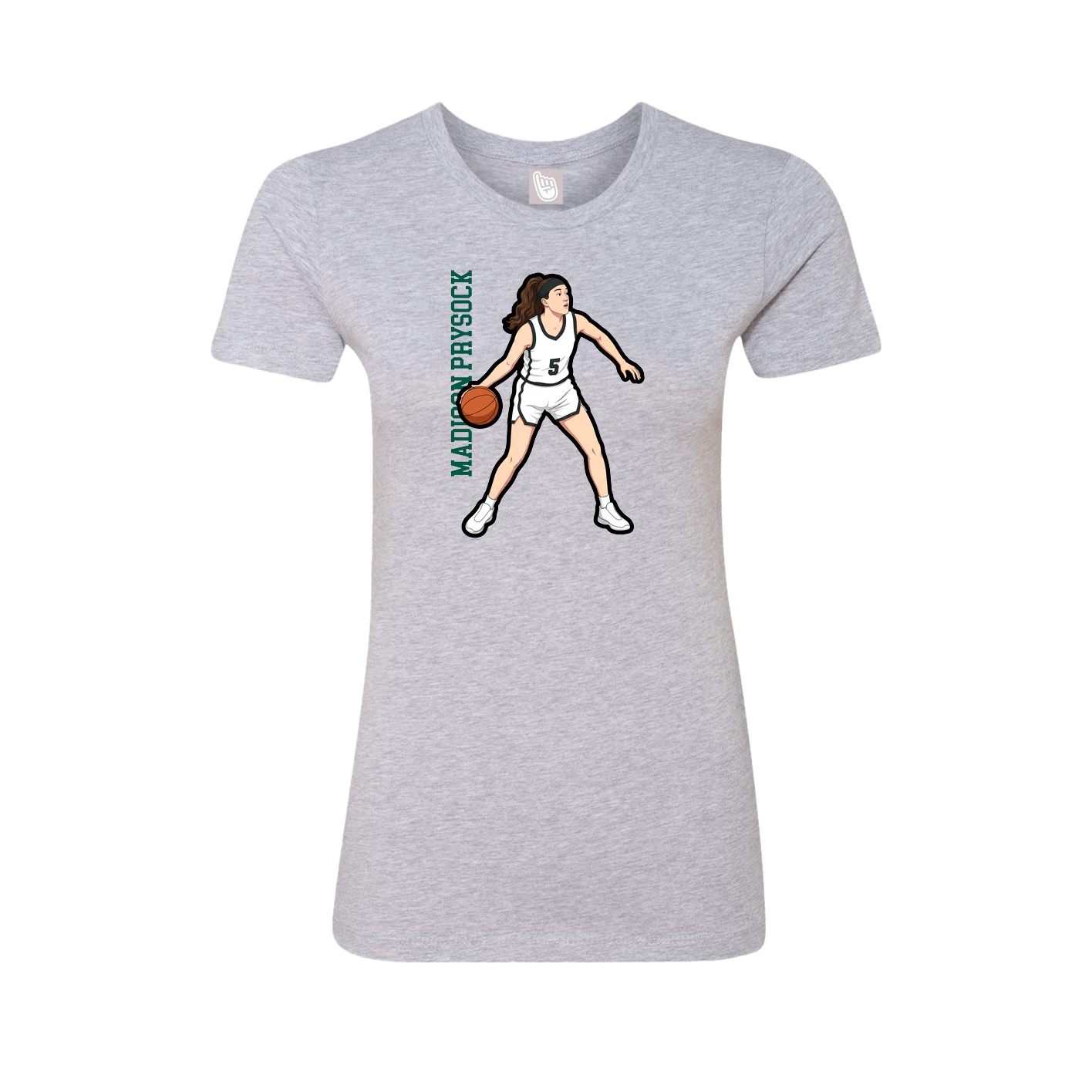 Fitted Women's Tee — Name Vertical in Grey