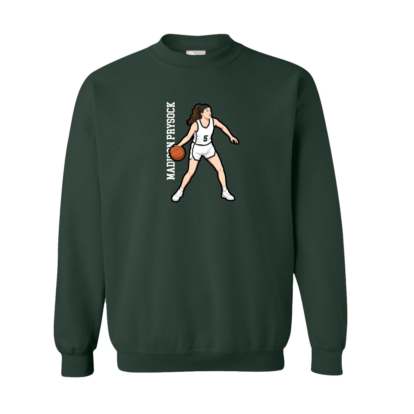 Fleece Crew — Name Vertical in Green