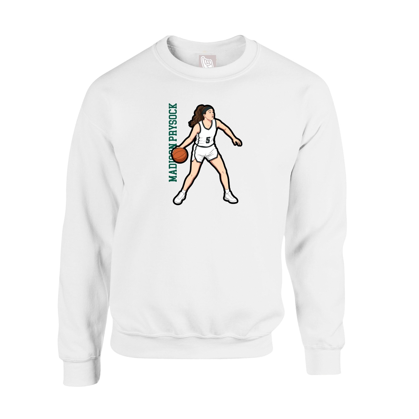 Fleece Crew — Name Vertical in White