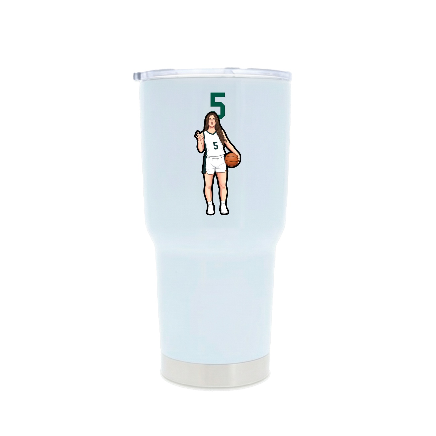 30oz Stainless Steel Tumbler — Number Top in White
