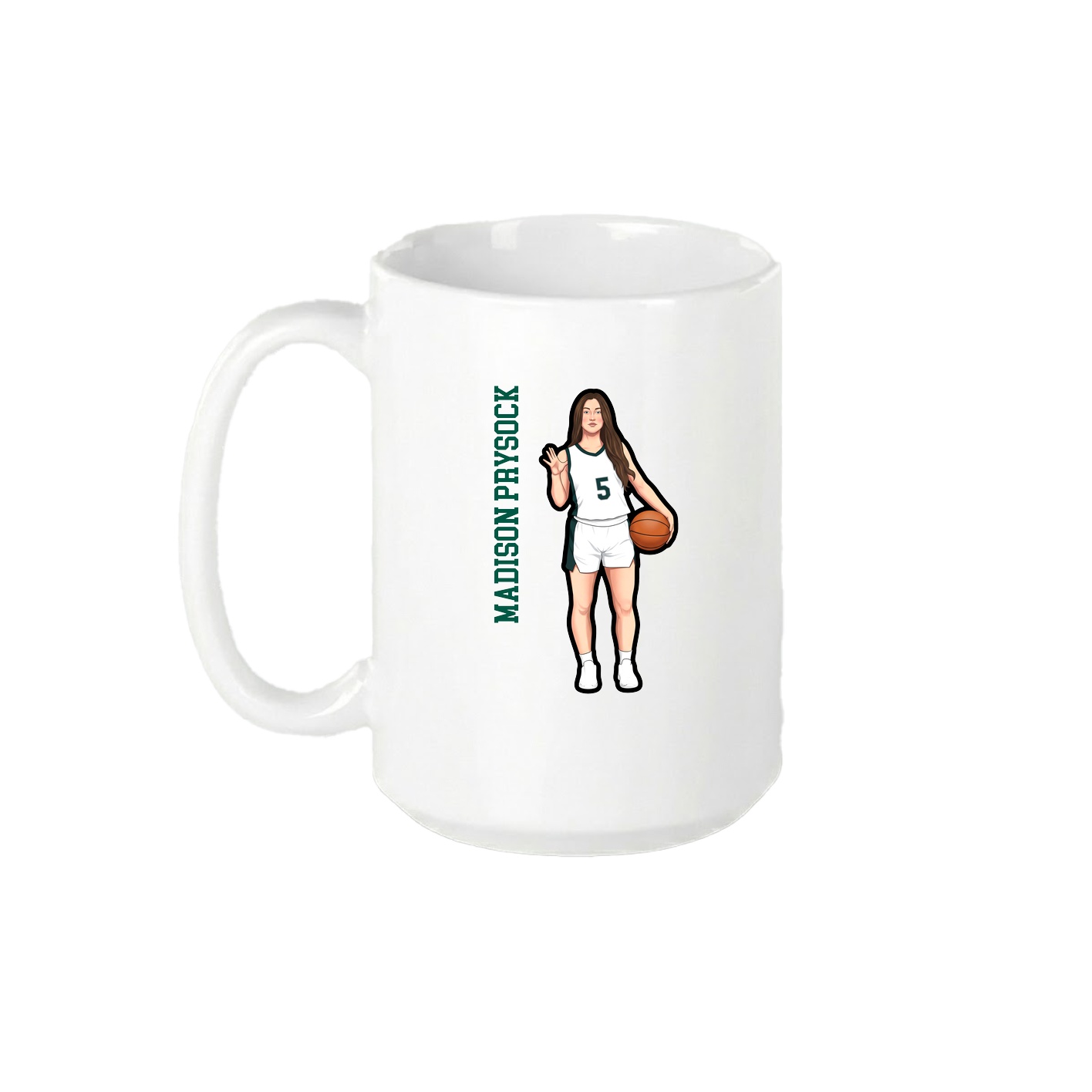 15oz Coffee Mug — Name Vertical in White