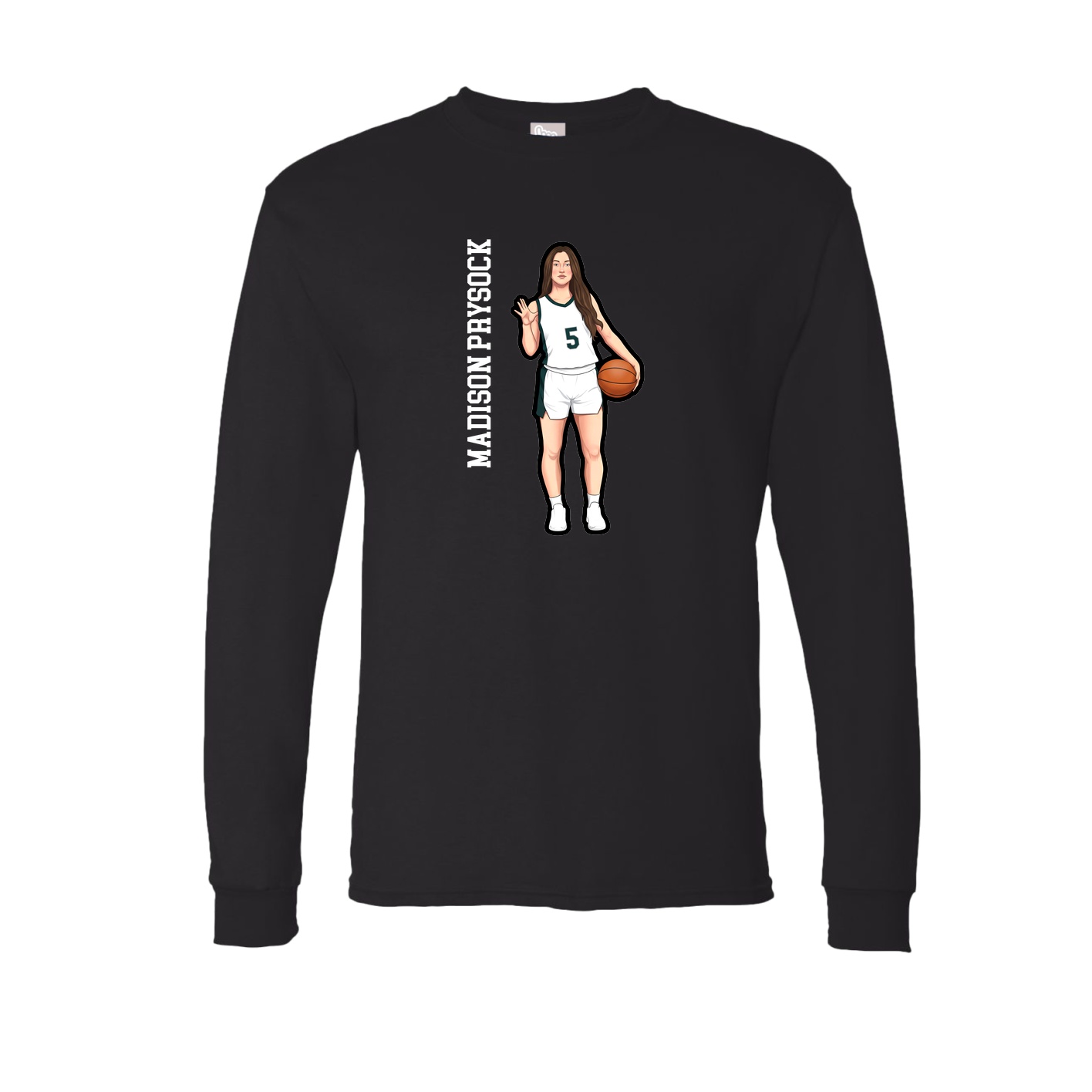 Long Sleeve Tee — Name Vertical in Black