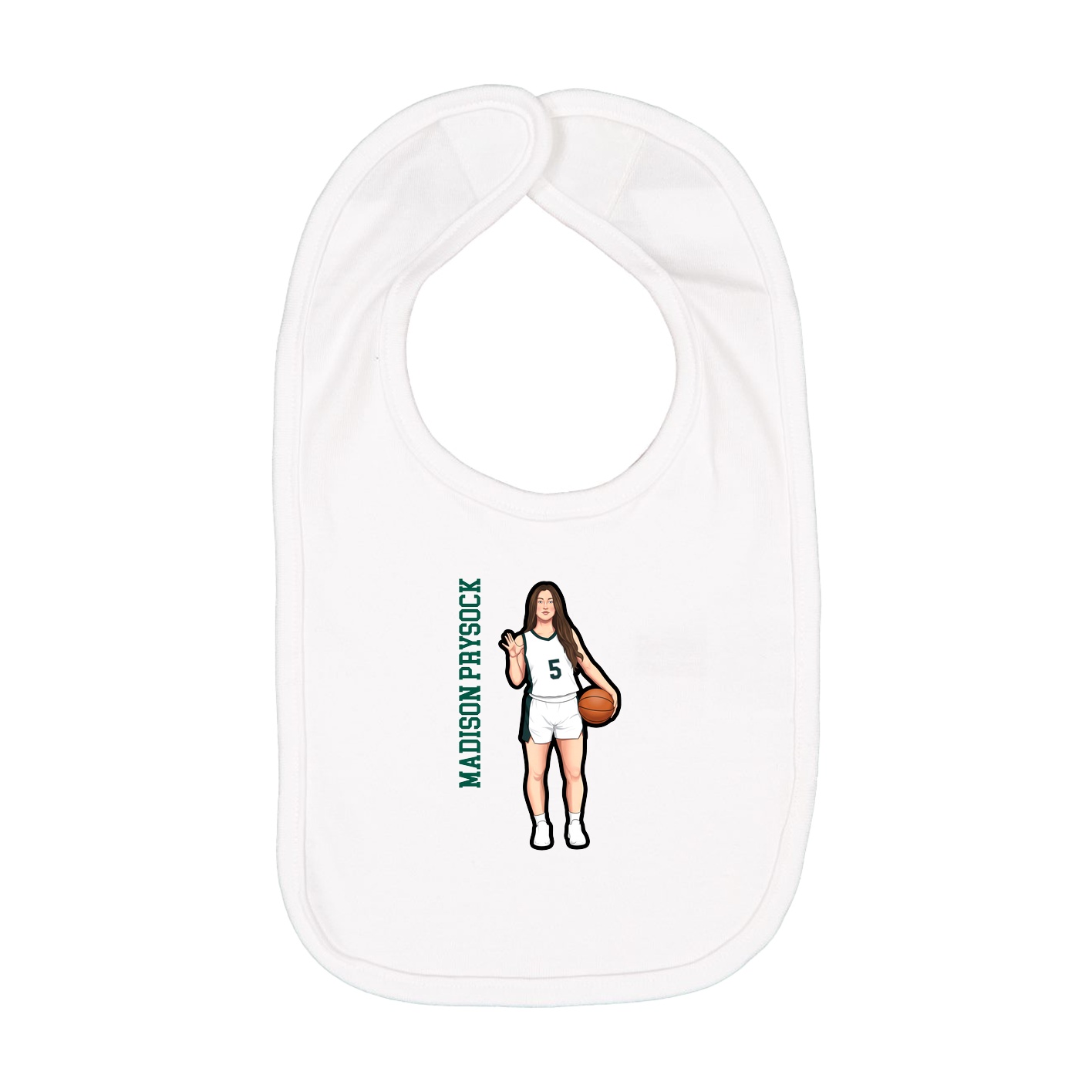 Infant Bib — Name Vertical in White