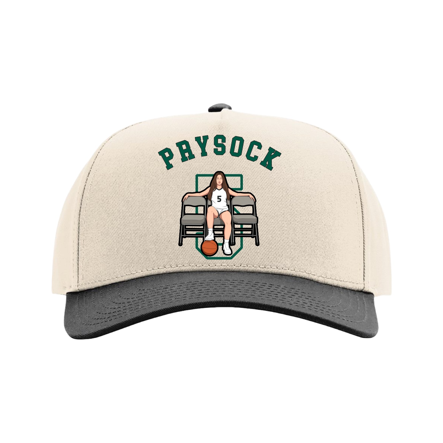 Full Fabric Five-Panel Champ Cap — Shirsey Arch in Cream/Black