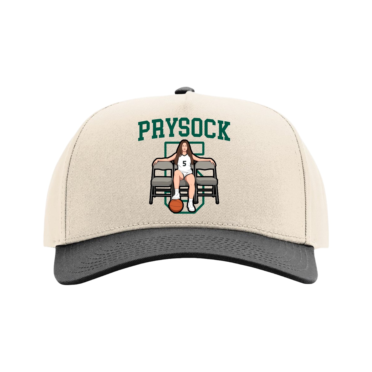 Full Fabric Five-Panel Champ Cap — Shirsey in Cream/Black