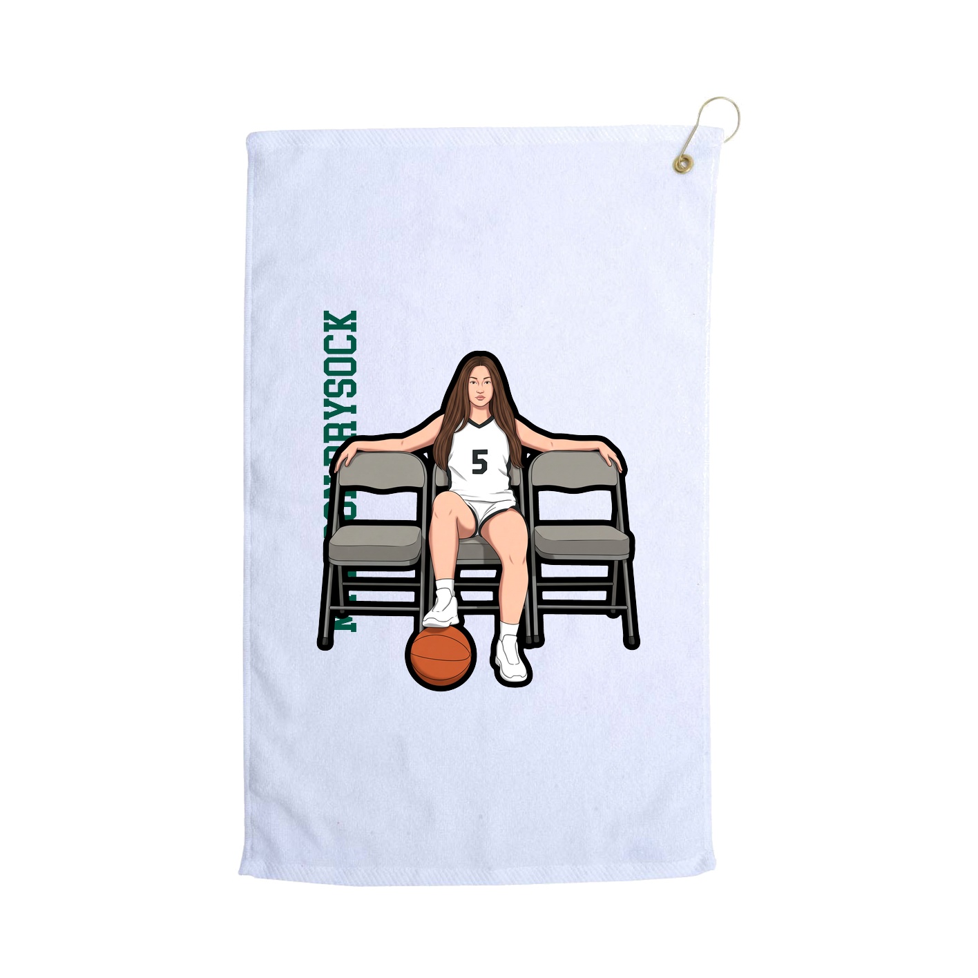 Golf Towel — Name Vertical in White