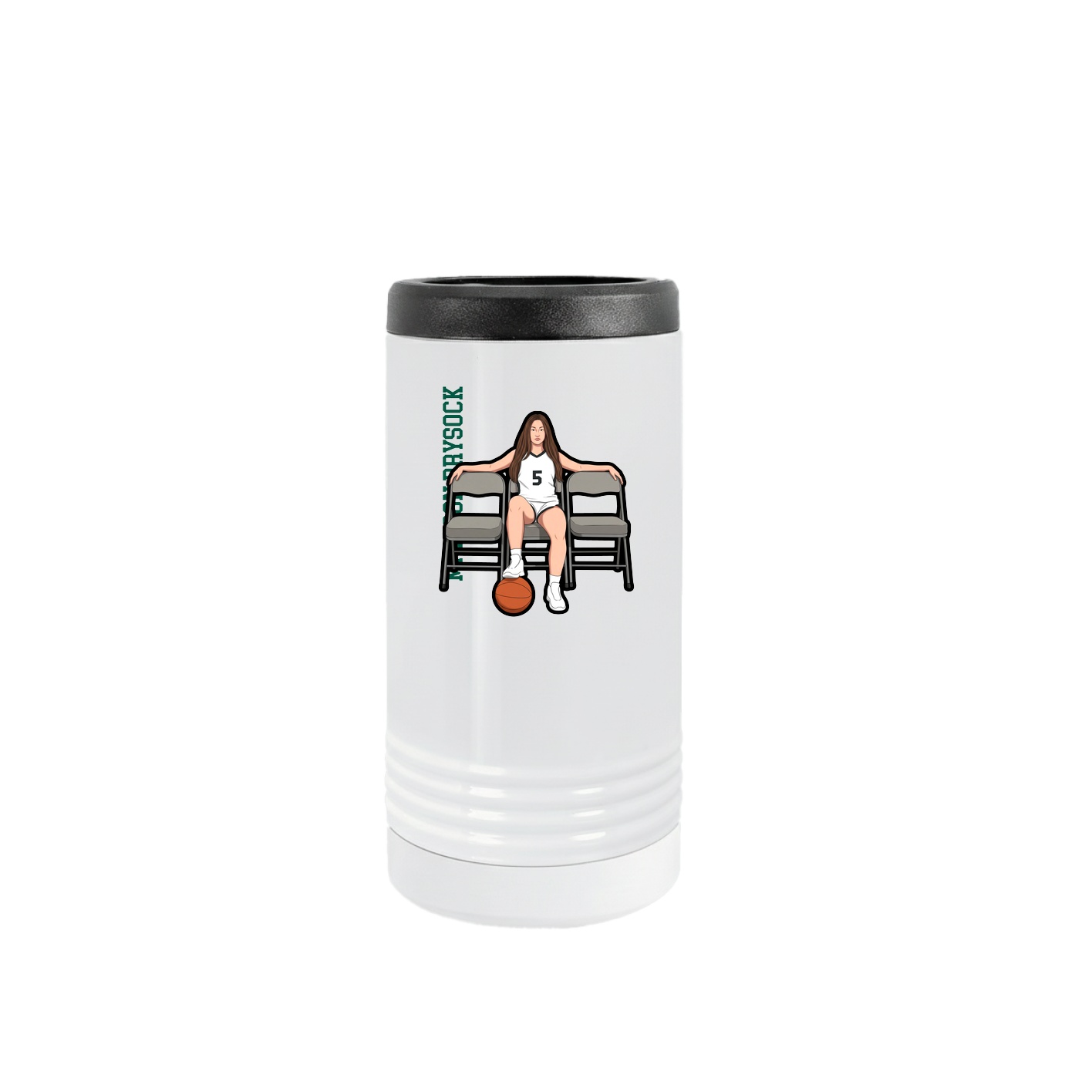 Slim Beverage Holder — Name Vertical in White