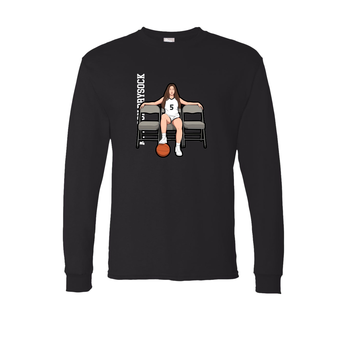 Long Sleeve Tee — Name Vertical in Black
