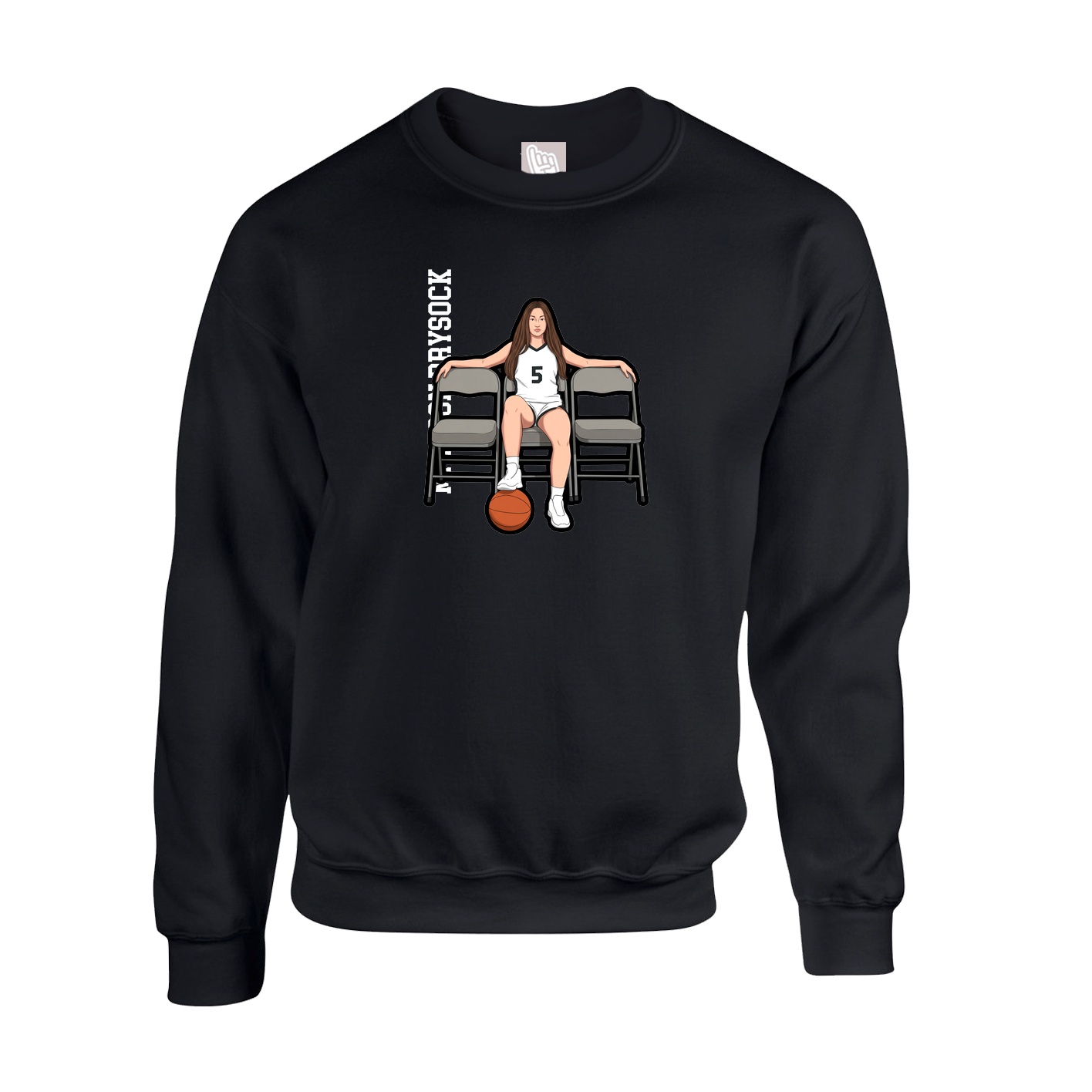 Fleece Crew — Name Vertical in Black