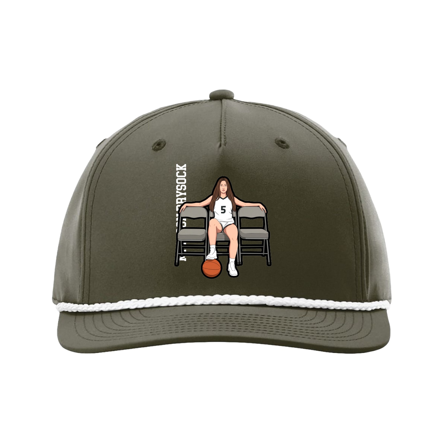 Five-Panel Classic Rope Cap — Name Vertical in Green