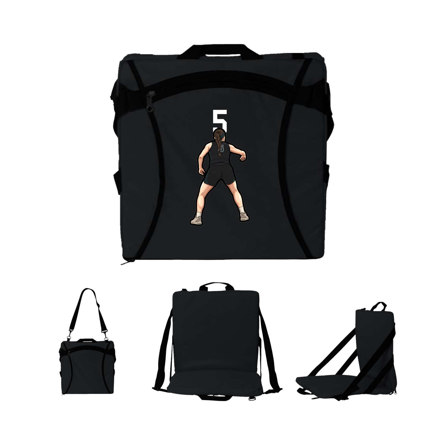 Folding Stadium Seat — Number Top in Black