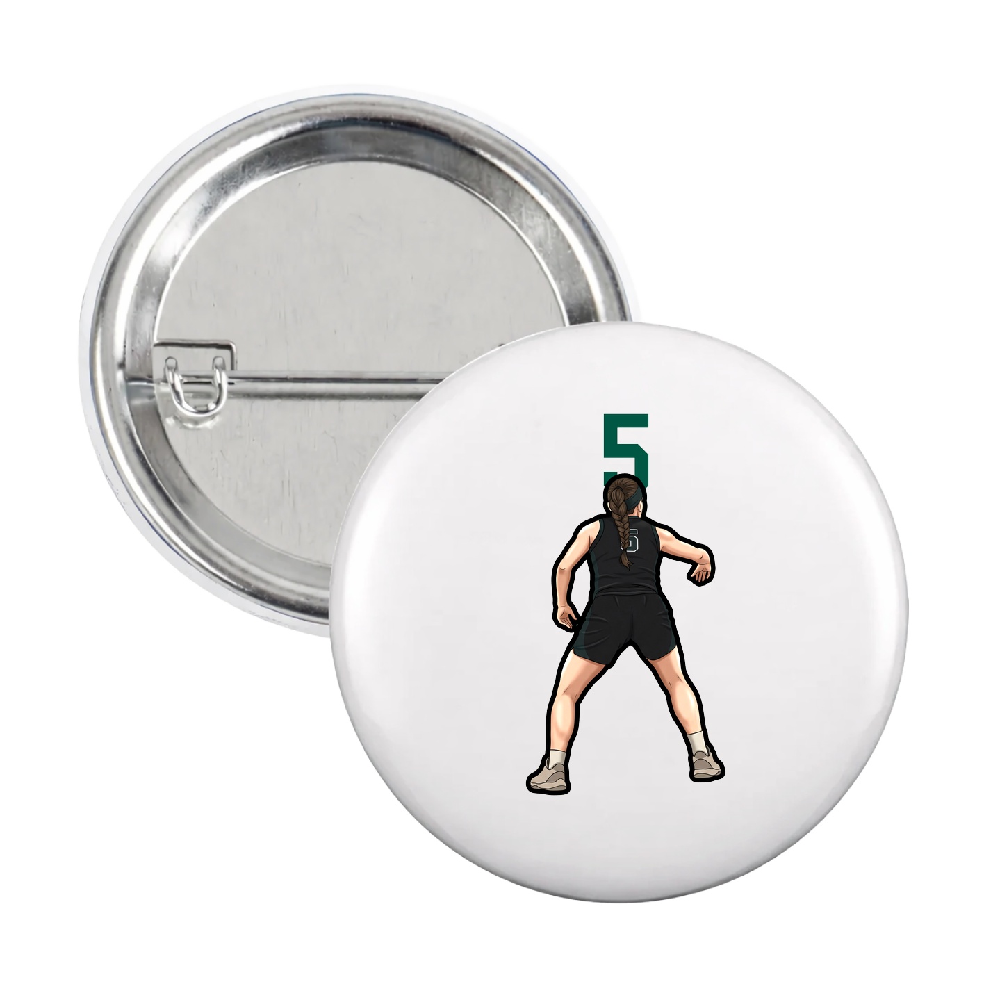 Game Day Button — Number Top in White