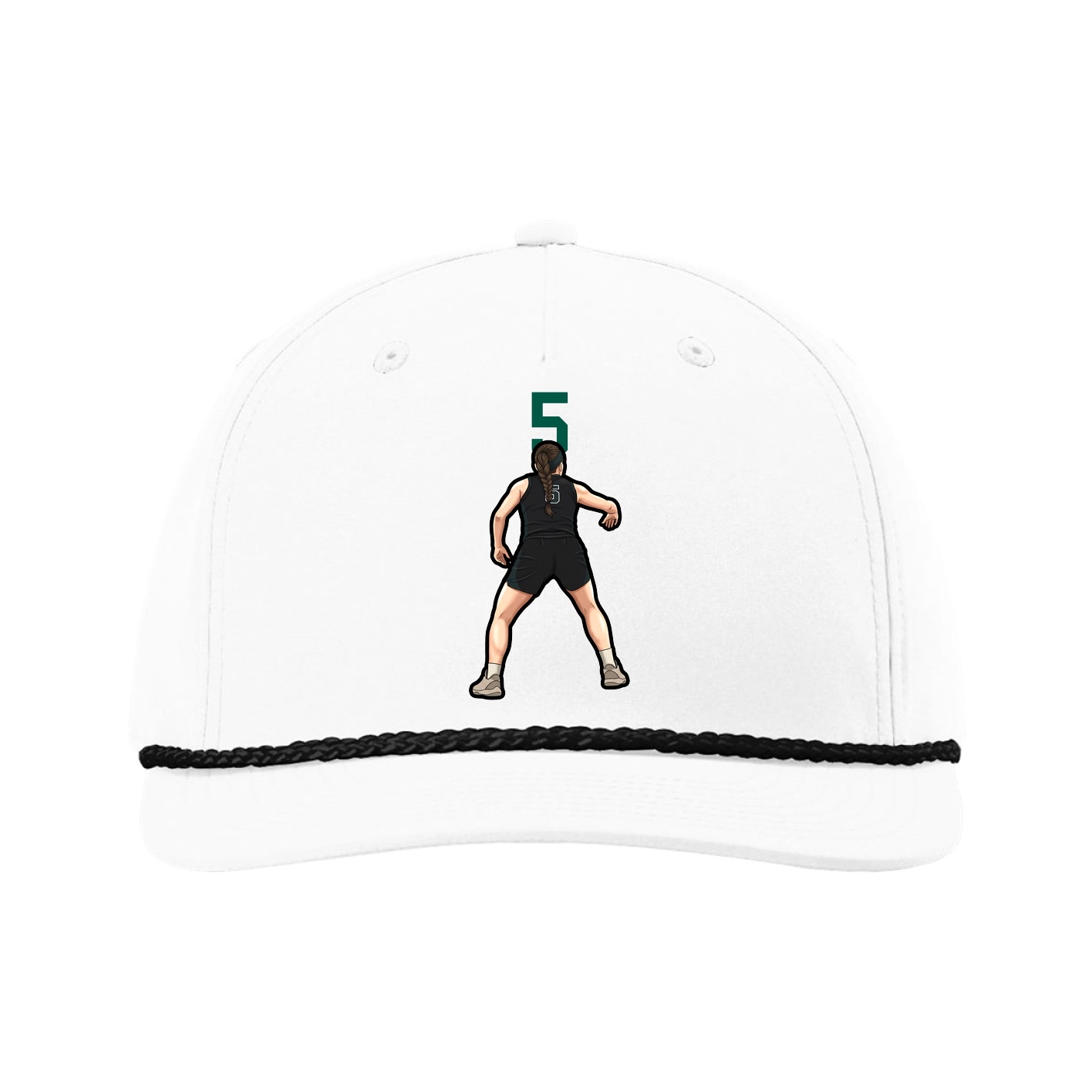 Five-Panel Classic Rope Cap — Number Top in White