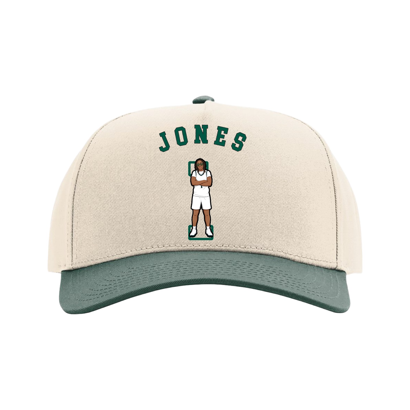 Full Fabric Five-Panel Champ Cap — Shirsey Arch in Cream/Green