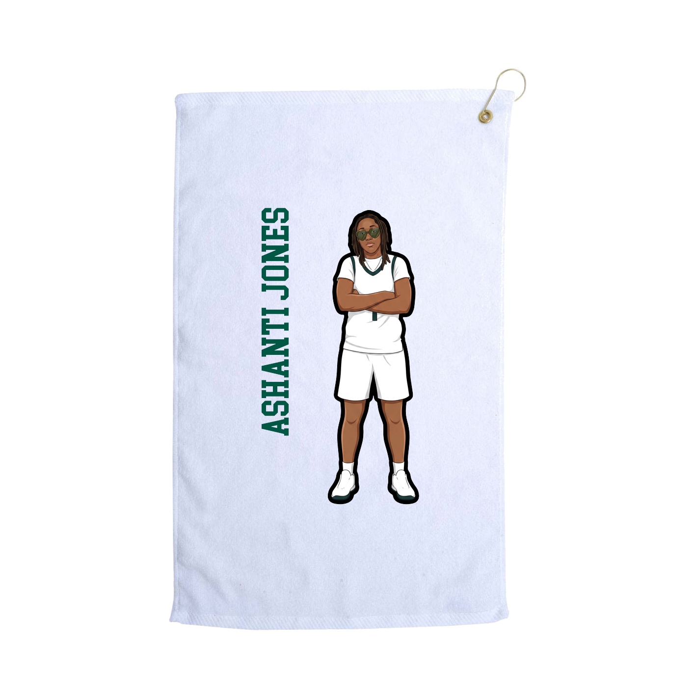 Golf Towel — Name Vertical in White