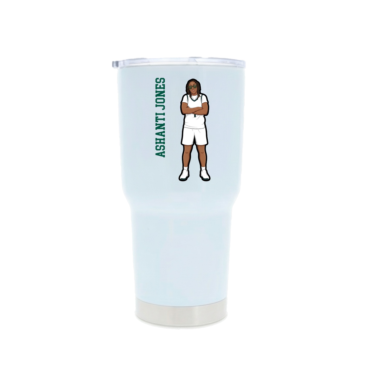30oz Stainless Steel Tumbler — Name Vertical in White
