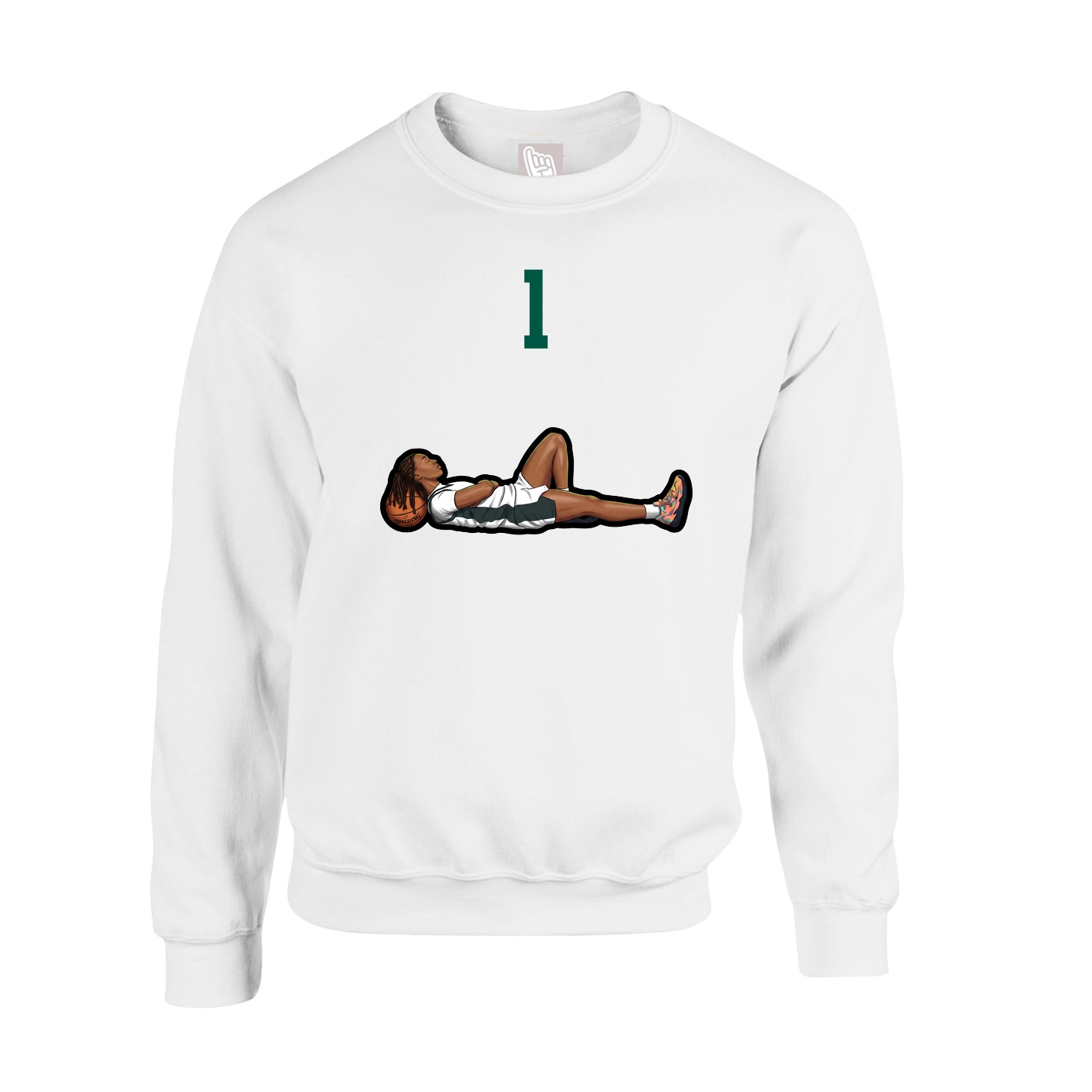 Fleece Crew — Number Top in White