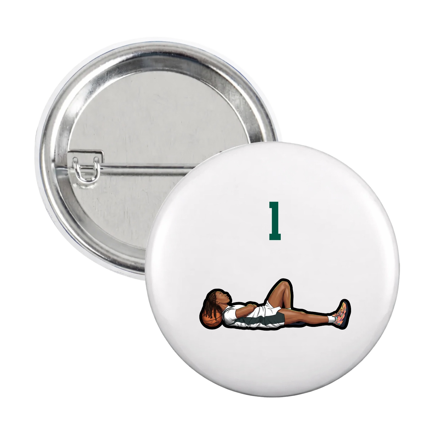 Game Day Button — Number Top in White