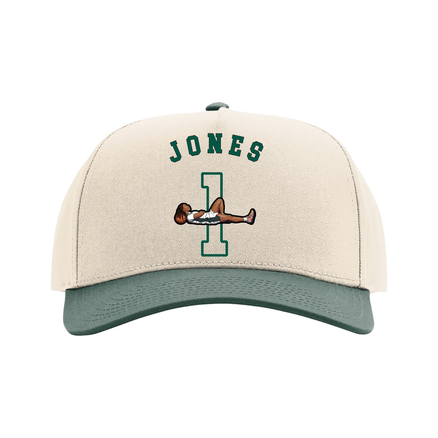 Full Fabric Five-Panel Champ Cap — Shirsey Arch in Cream/Green