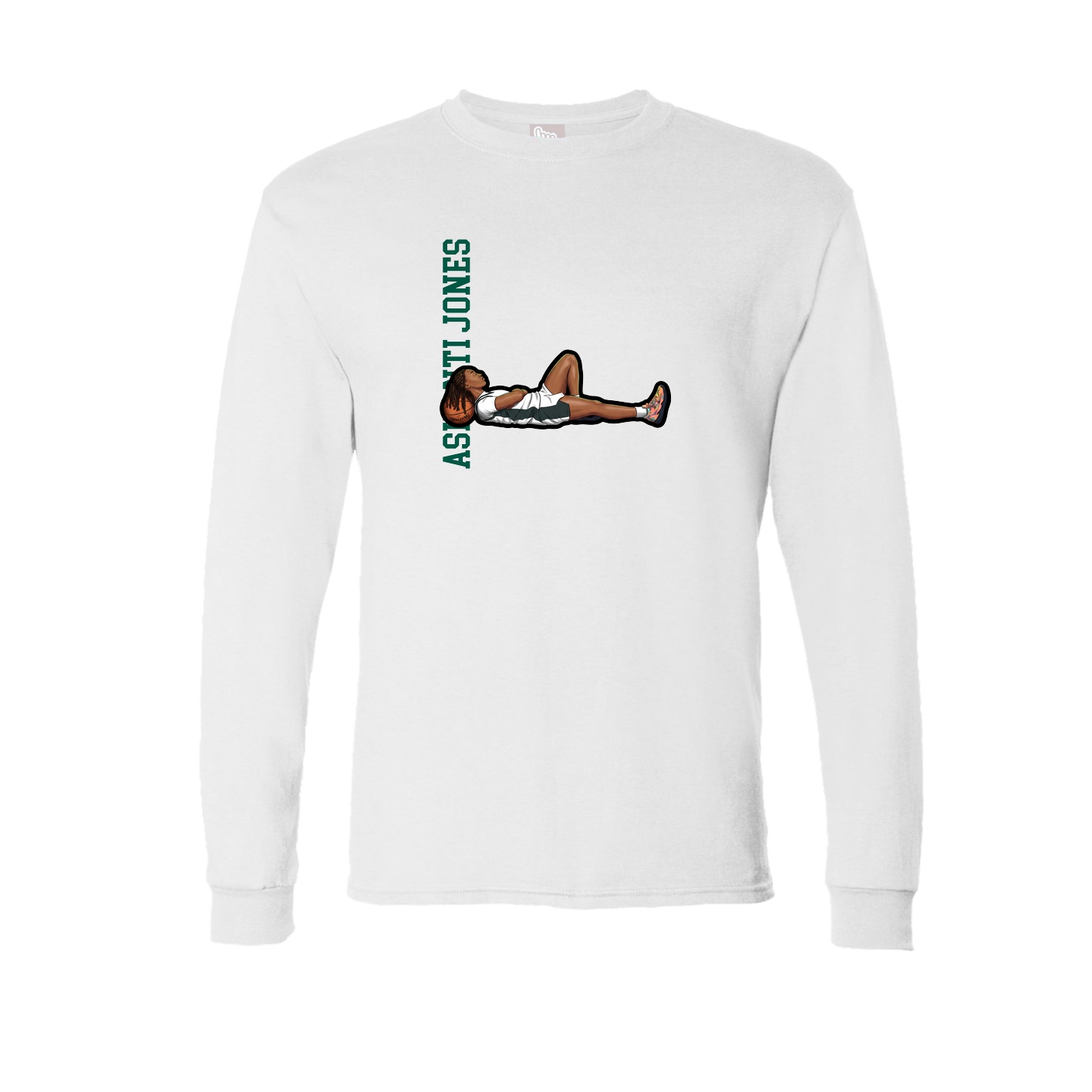 Long Sleeve Tee — Name Vertical in White
