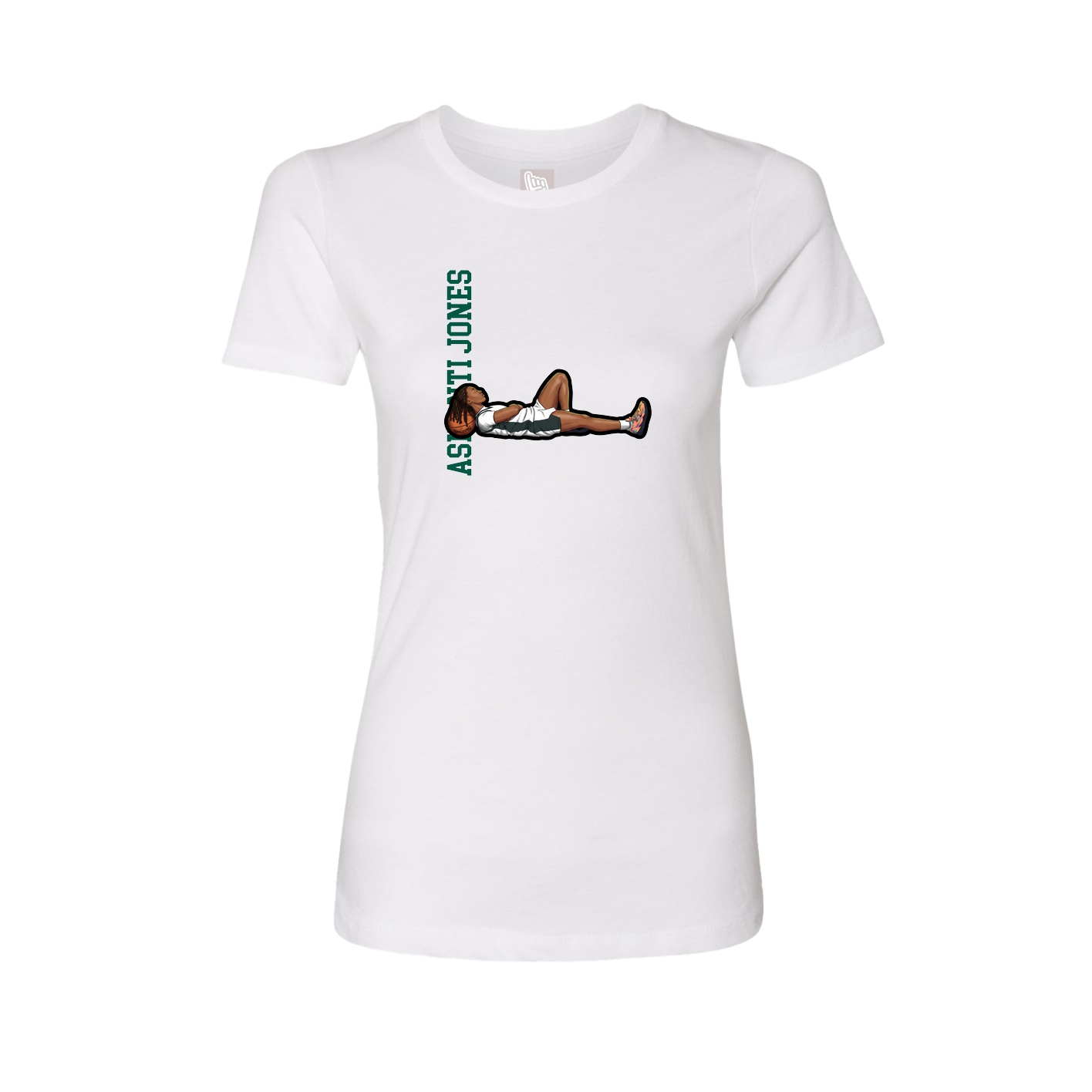 Womens Tee — Name Vertical in White