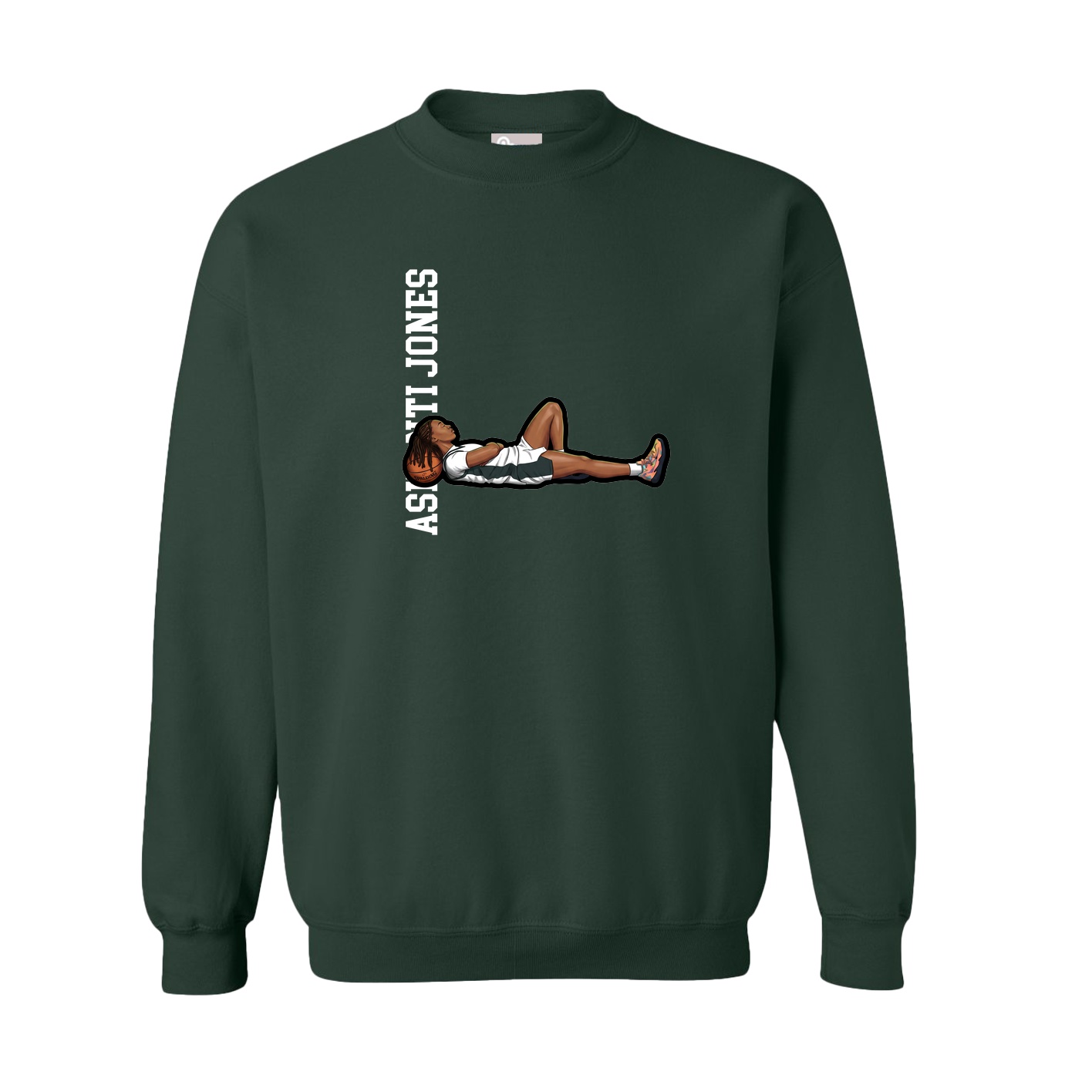 Fleece Crew — Name Vertical in Green