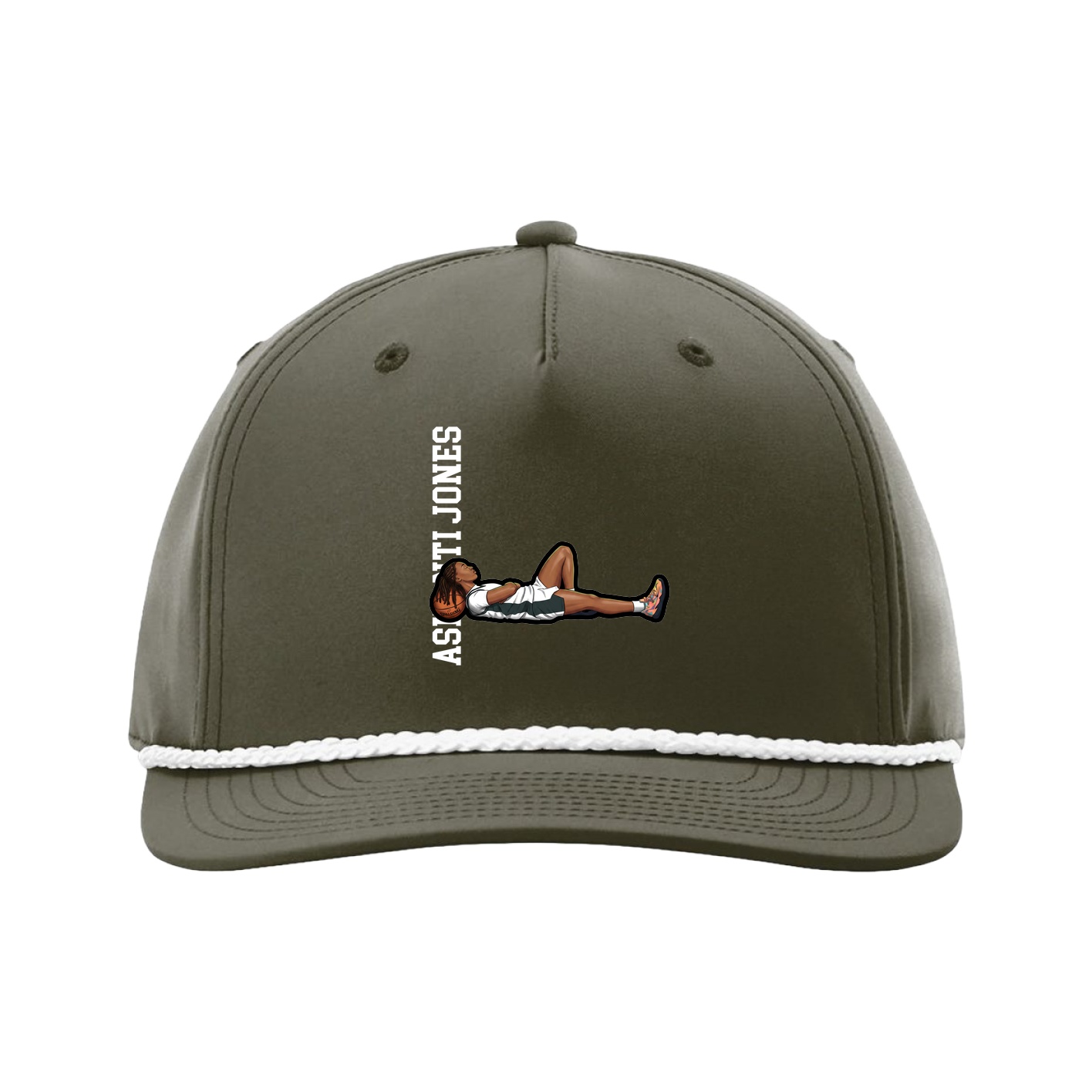 Five-Panel Classic Rope Cap — Name Vertical in Green