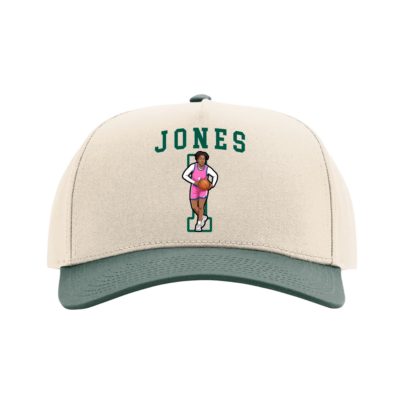 Full Fabric Five-Panel Champ Cap — Shirsey in Cream/Green