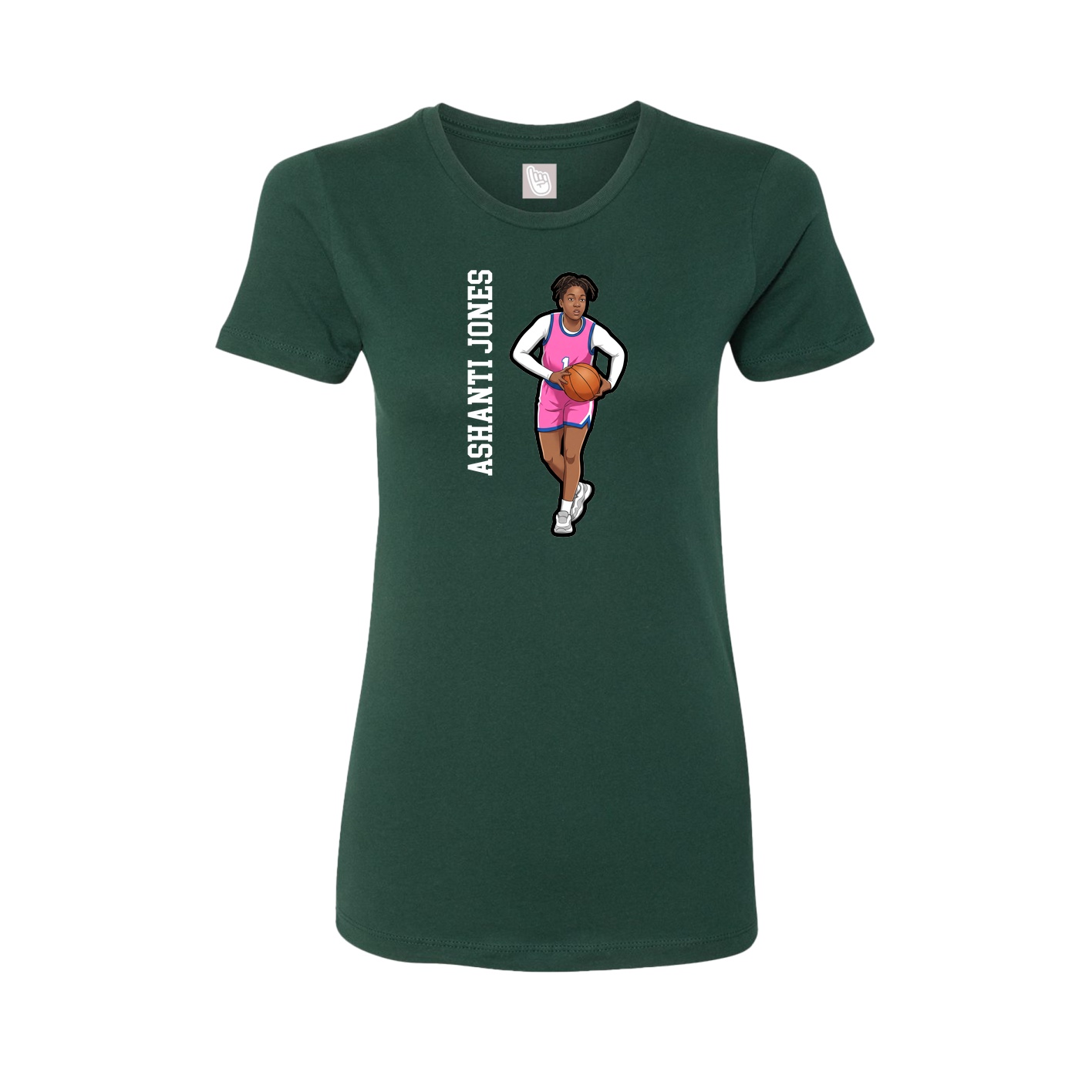 Womens Tee — Name Vertical in Green