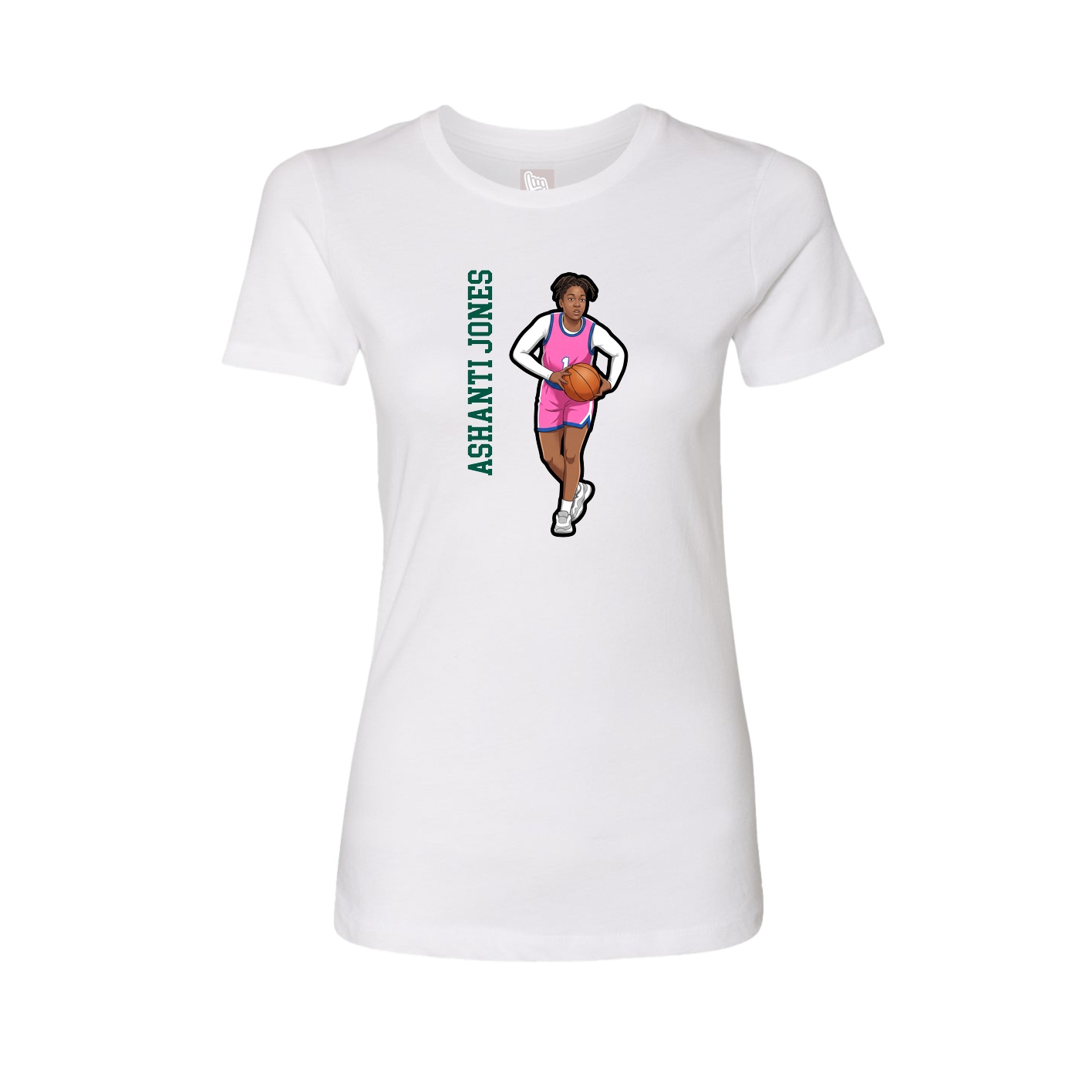 Fitted Women's Tee — Name Vertical in White