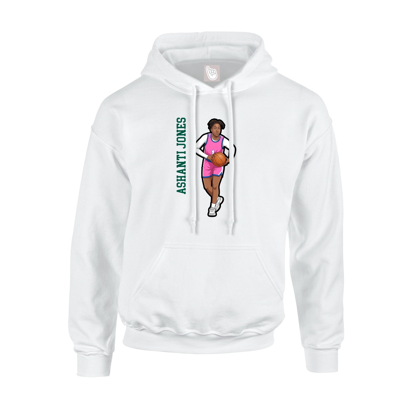 Youth Hoodie — Name Vertical in White