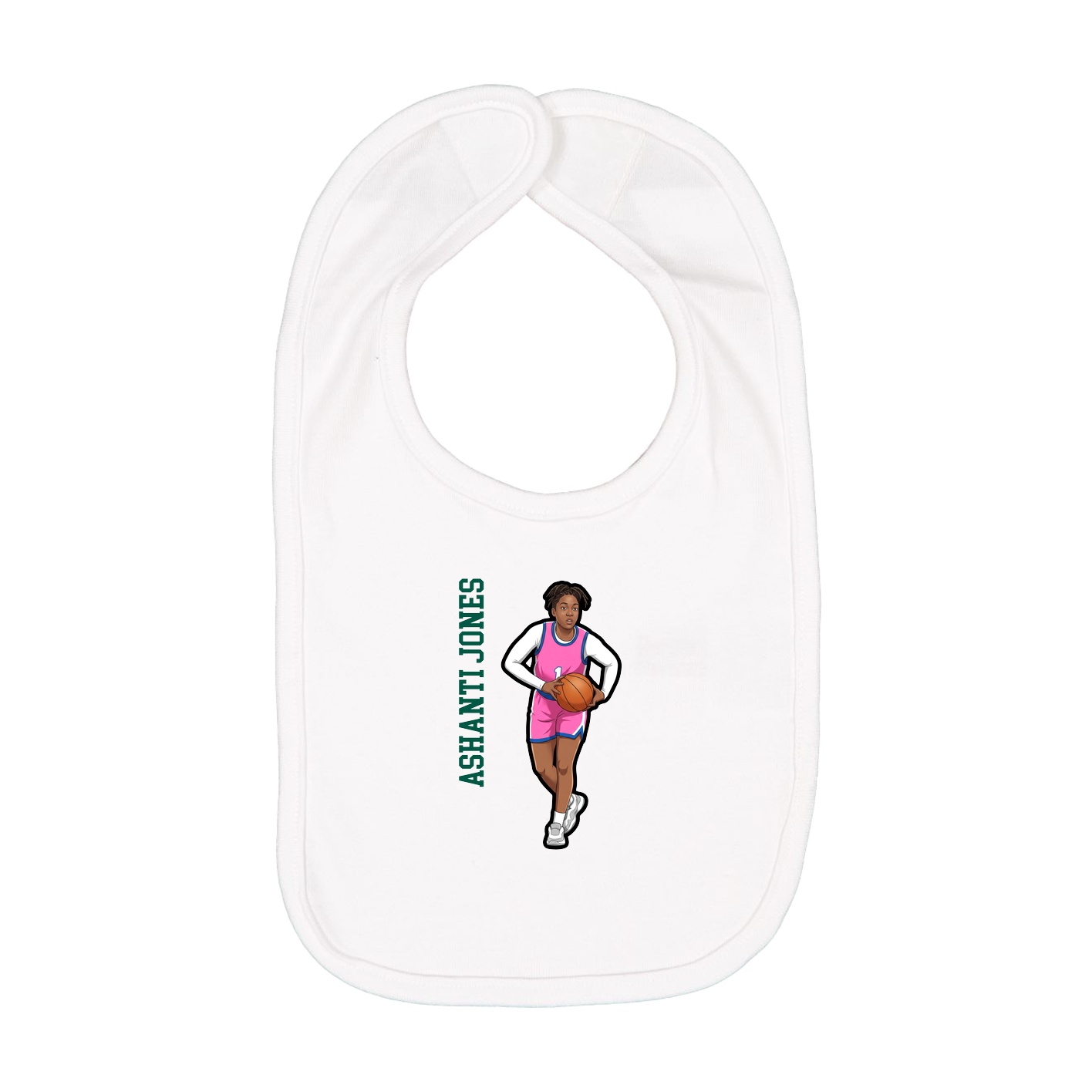 Infant Bib — Name Vertical in White