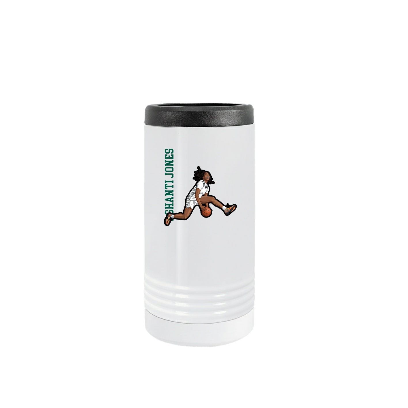 Slim Beverage Holder — Name Vertical in White