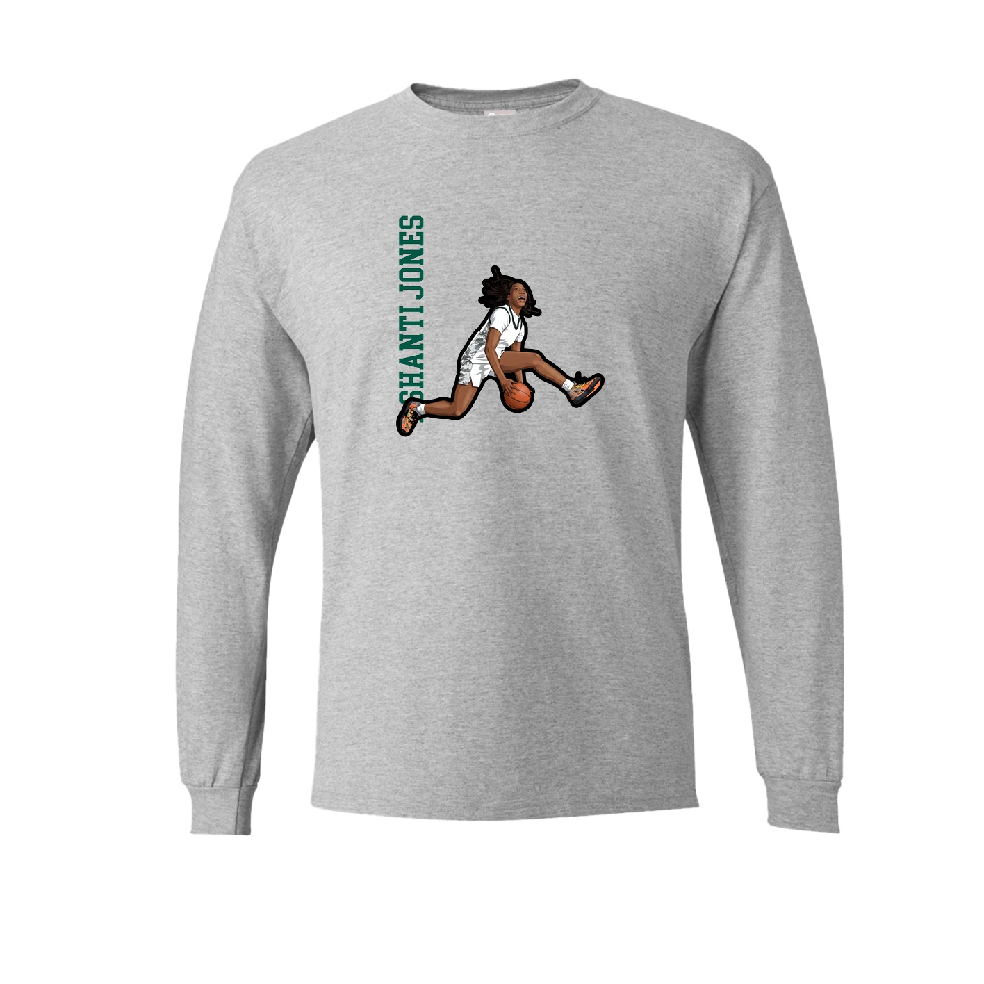 Long Sleeve Tee — Name Vertical in Grey