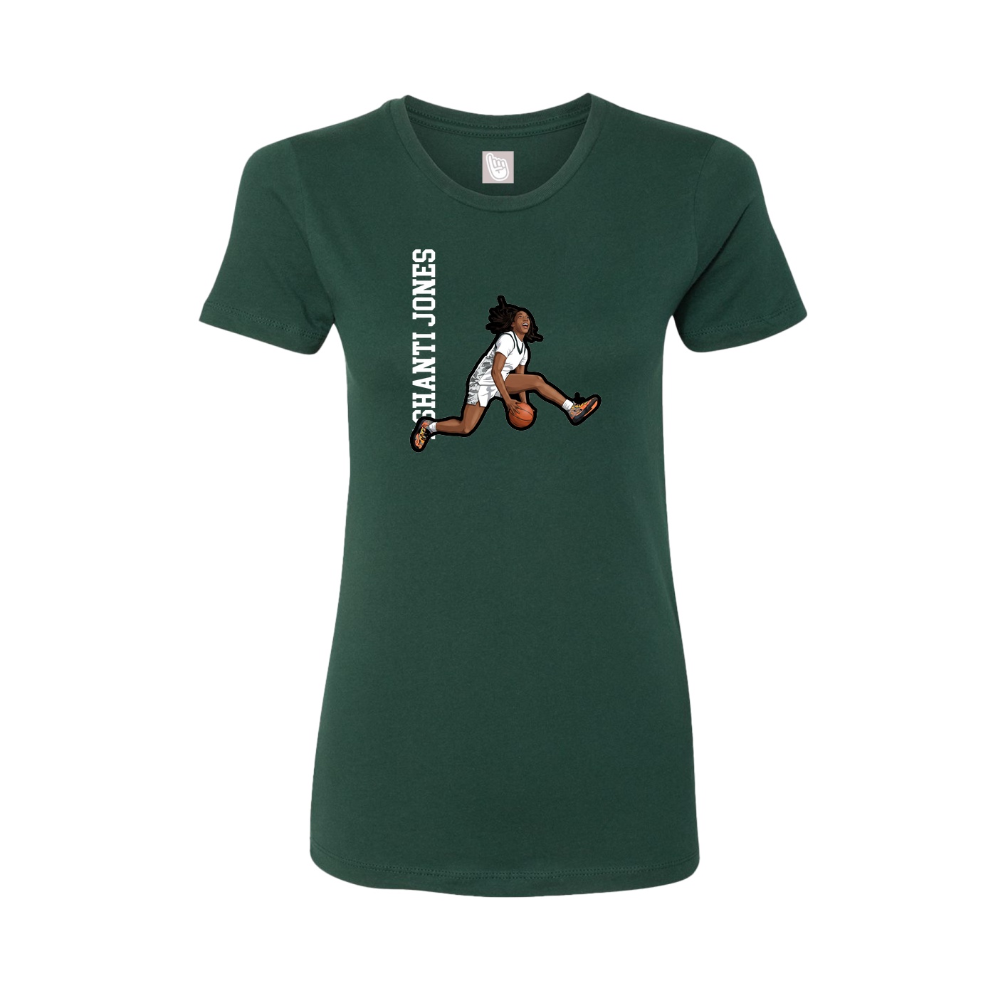 Fitted Women's Tee — Name Vertical in Green