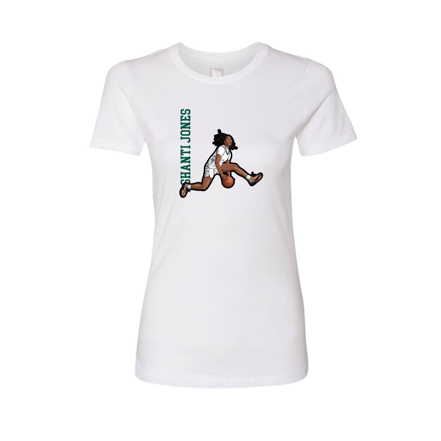 Womens Tee — Name Vertical in White