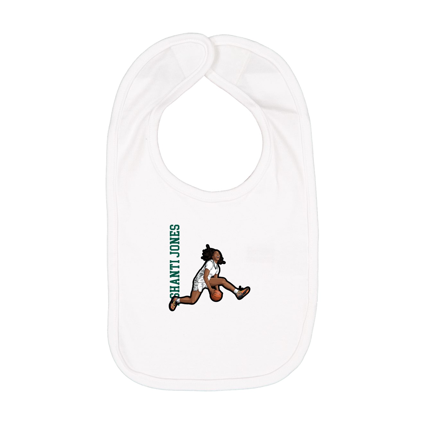 Infant Bib — Name Vertical in White