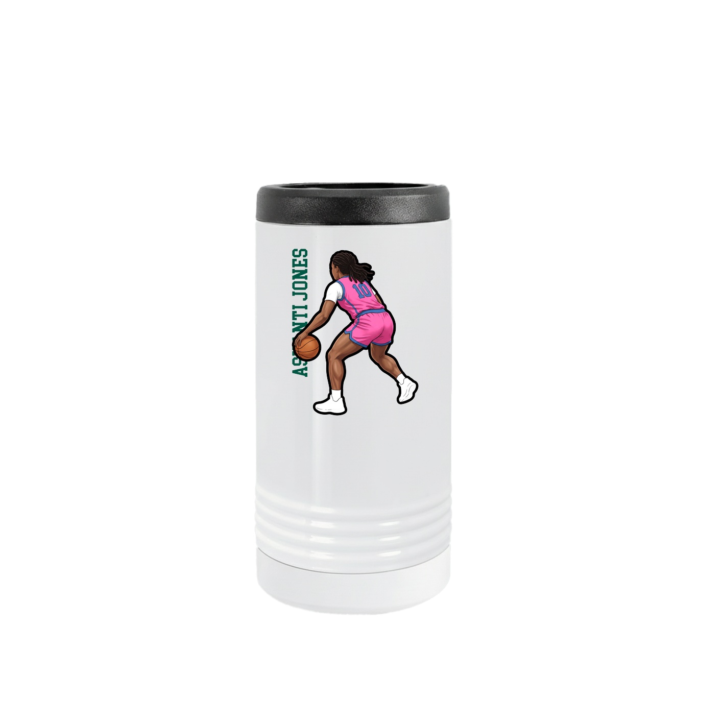 Slim Beverage Holder — Name Vertical in White