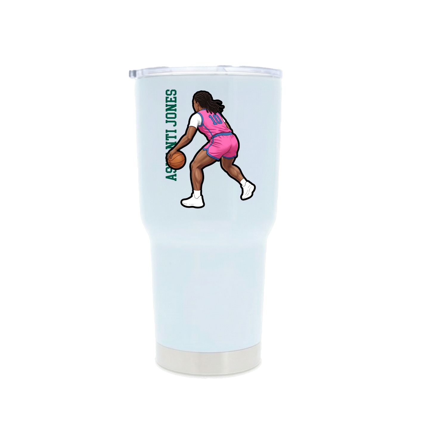 30oz Stainless Steel Tumbler — Name Vertical in White