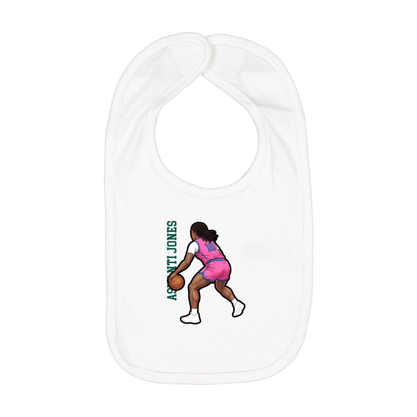 Infant Bib — Name Vertical in White
