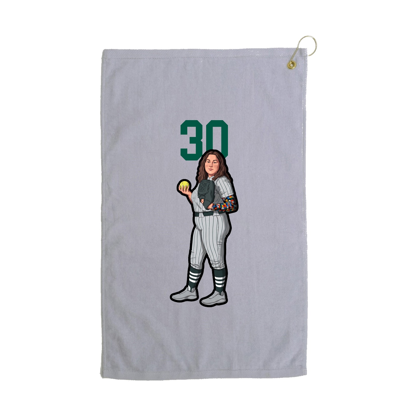 Golf Towel — Number Top in Grey
