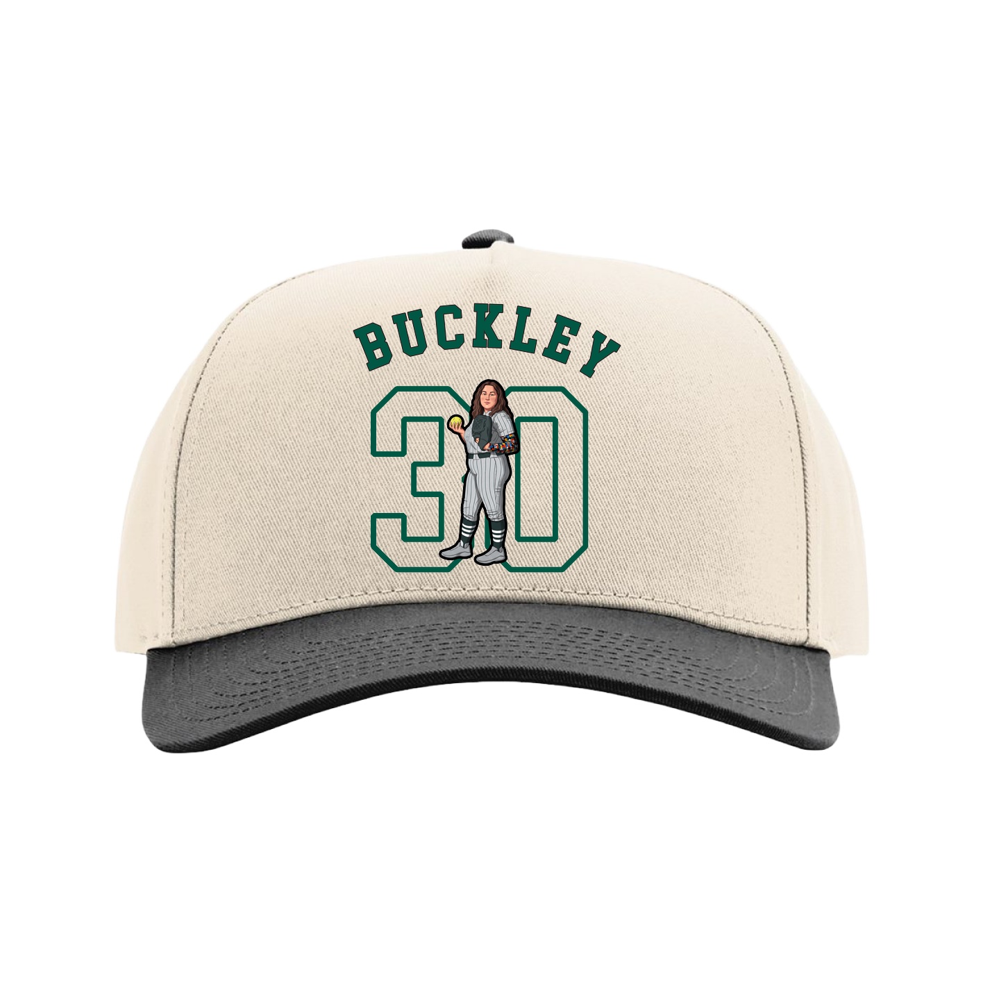 Full Fabric Five-Panel Champ Cap — Shirsey Arch in Cream/Black