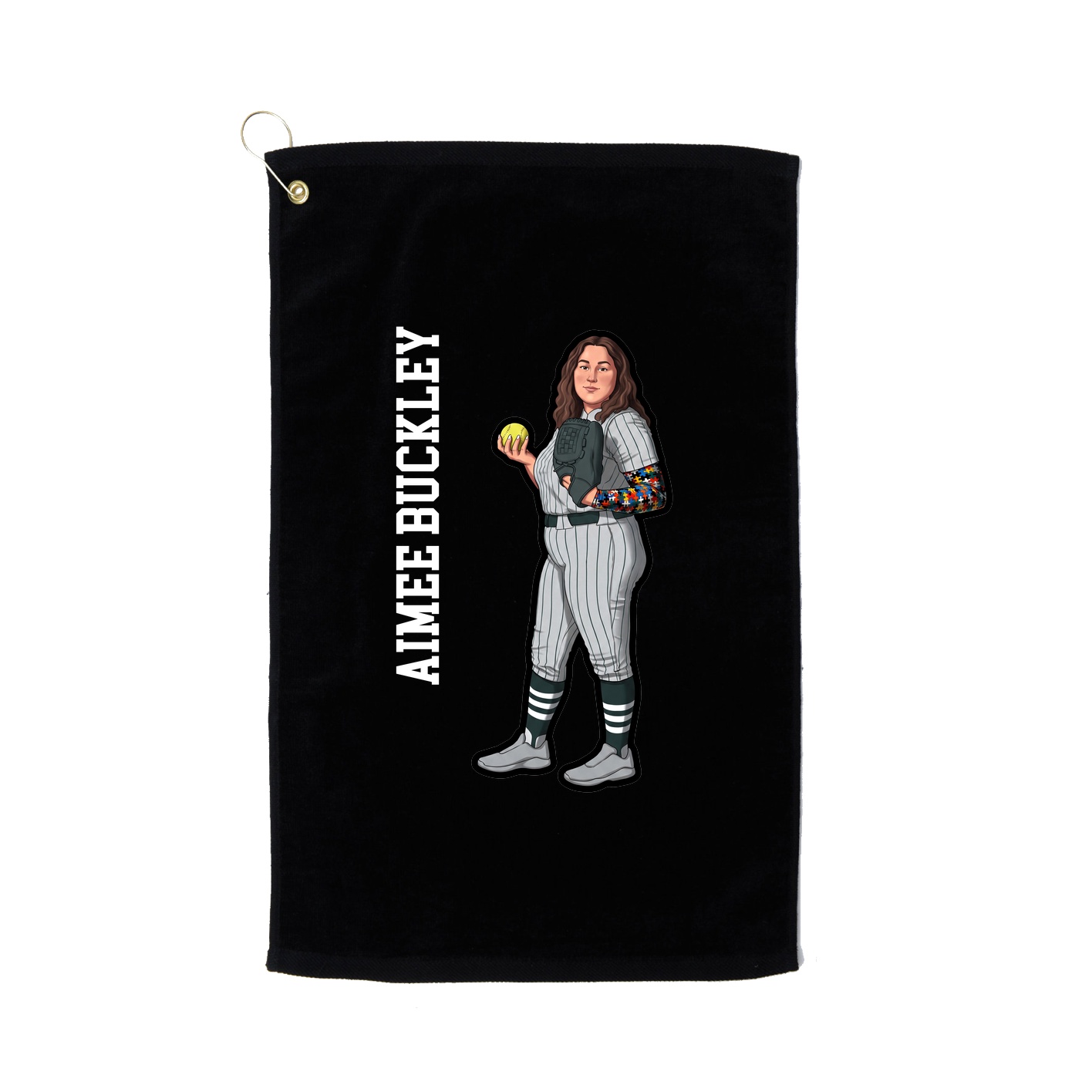 Golf Towel — Name Vertical in Black