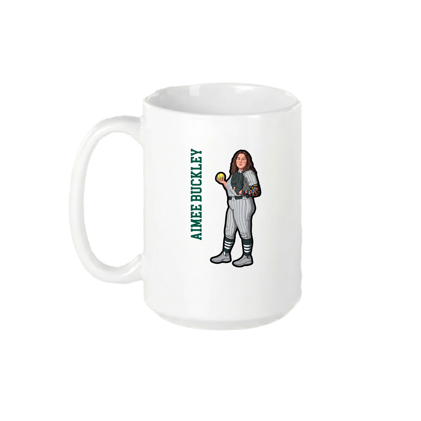 15oz Coffee Mug — Name Vertical in White