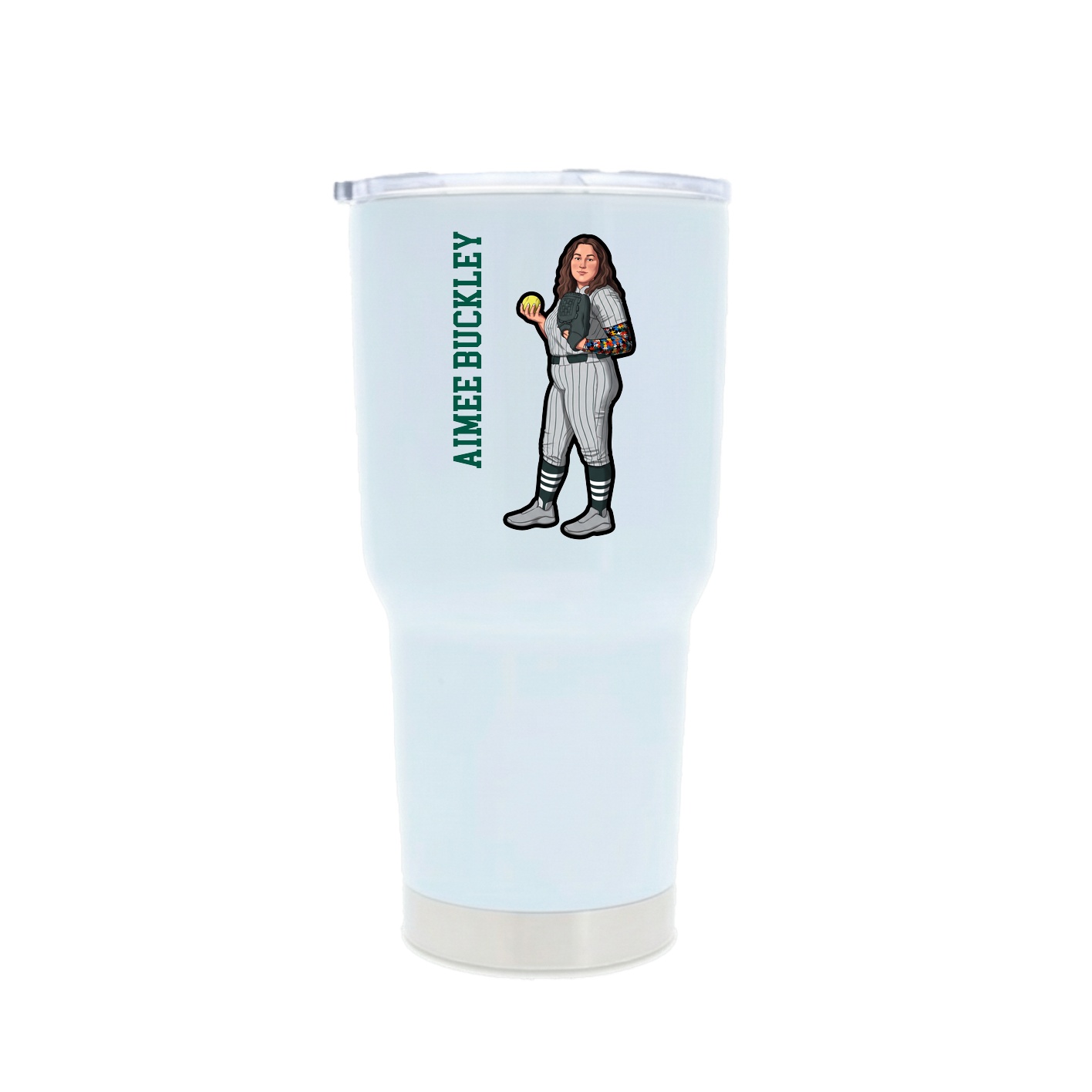 30oz Stainless Steel Tumbler — Name Vertical in White