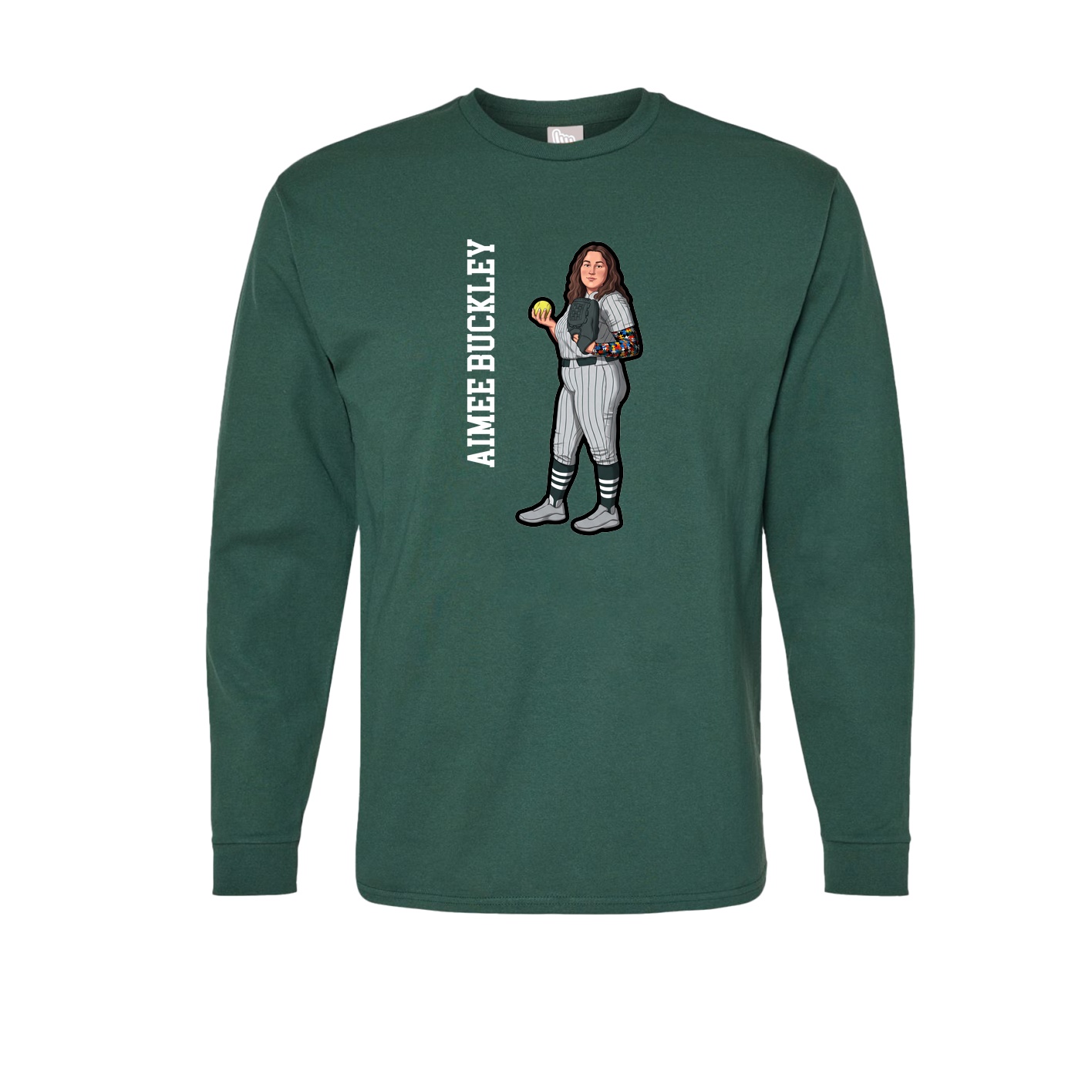 Long Sleeve Tee — Name Vertical in Green