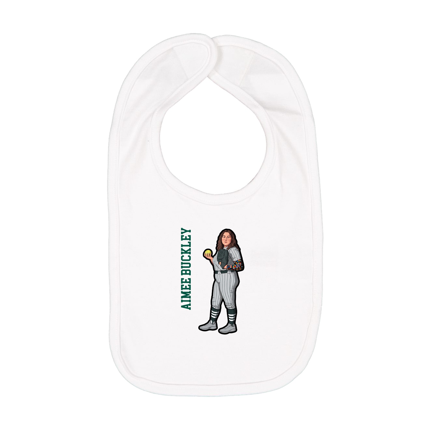 Infant Bib — Name Vertical in White
