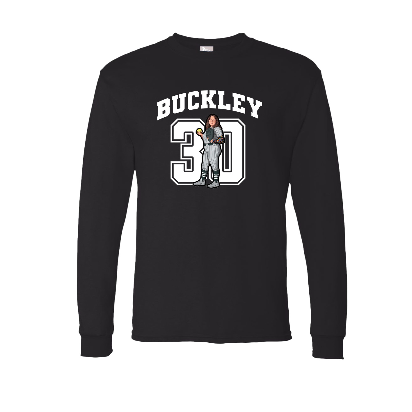 Long Sleeve Tee — Number in Black